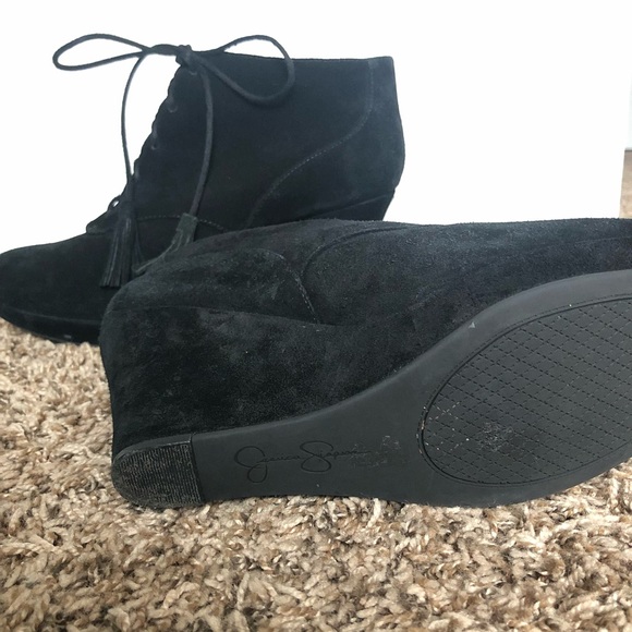 Jessica Simpson Platform Wedge Black Leather Bootie| Size 11 - Picture 5 of 7